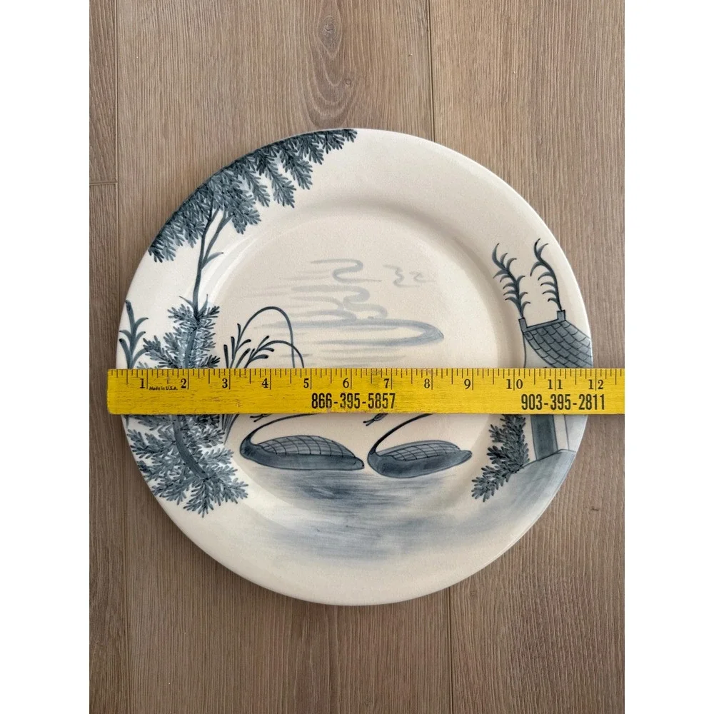 Blue & White Swan Cottage Decorative Wall Plate 12